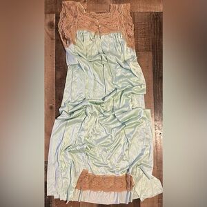 Elegant Mint Green Satin Nightgown